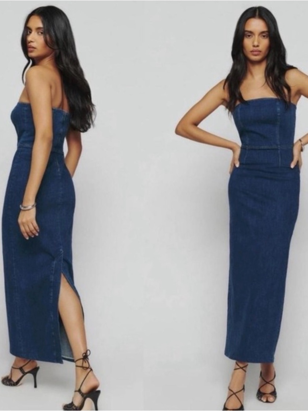 Reformation Eugenia strapless denim dress